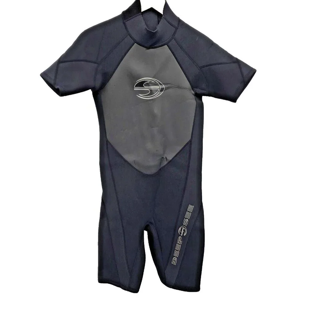 Deep See Mens S‎ Black Short Sleeve Wetsuit Neoprene Surf Swim Diving Suit